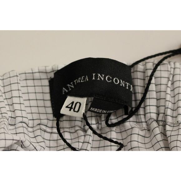 Andrea Incontri White Cotton Checkered Stretch Skirt/IT42|M/White - Picture 5 of 6